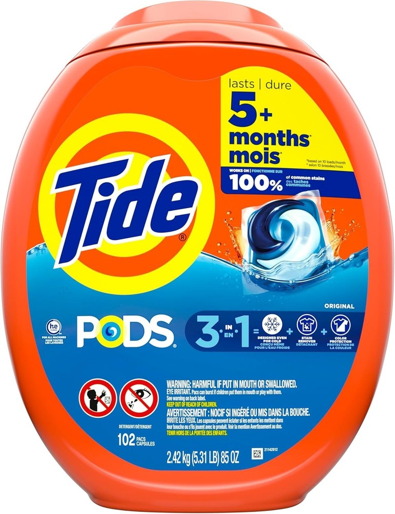 PODS Liquid Laundry Detergent Pacs, Original Scent, 102 Count