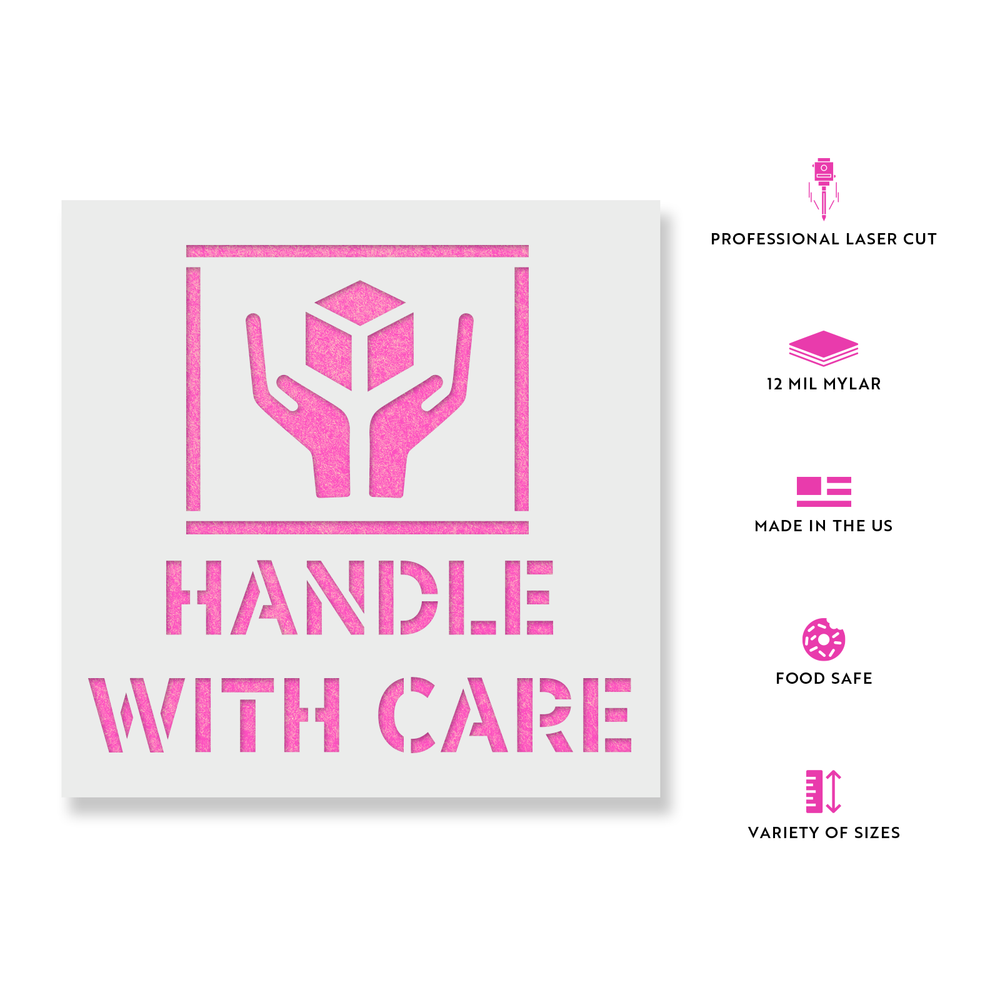 Handle With Care Symbol Stencil - Durable & Reusable Mylar Stencils
