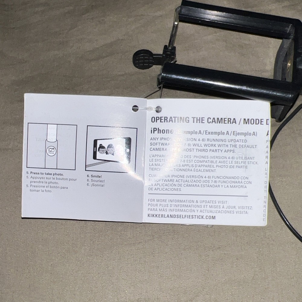 Adjustable Black Selfie Stick/ Snap Button / Compatible with Many Smartphones