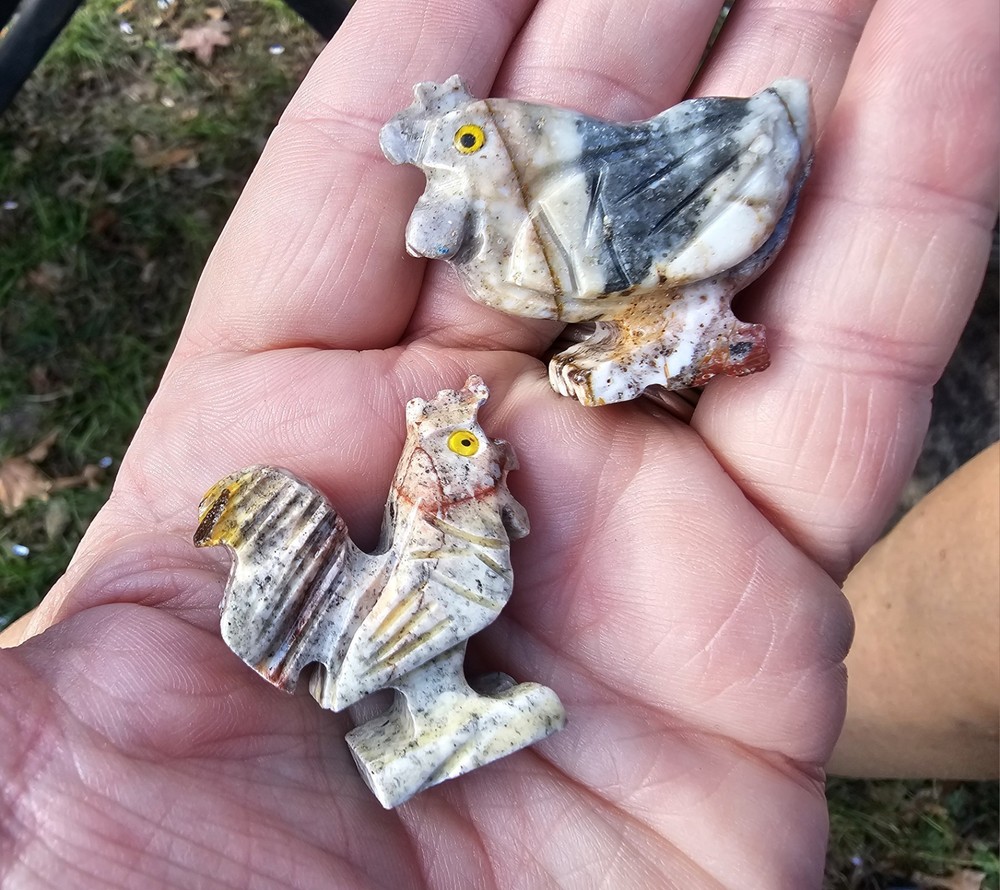 Chickens, Rooster & Hen Agate Stone- Small