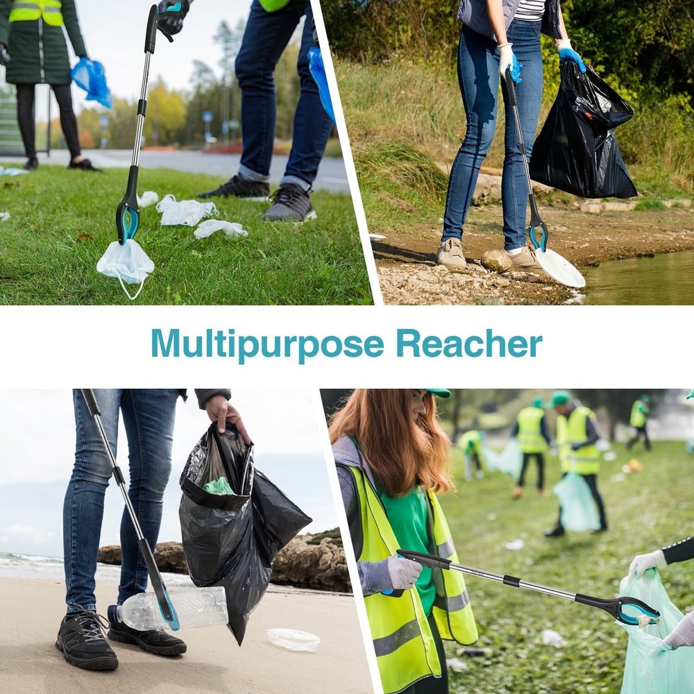 Dual Pack 32" Lightweight Reacher Grabber with 90° Rotating Head - Versatile Use