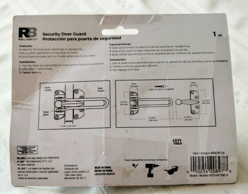 House Security Latch Swing Bar Door Lock Opened Package Never Been Installed