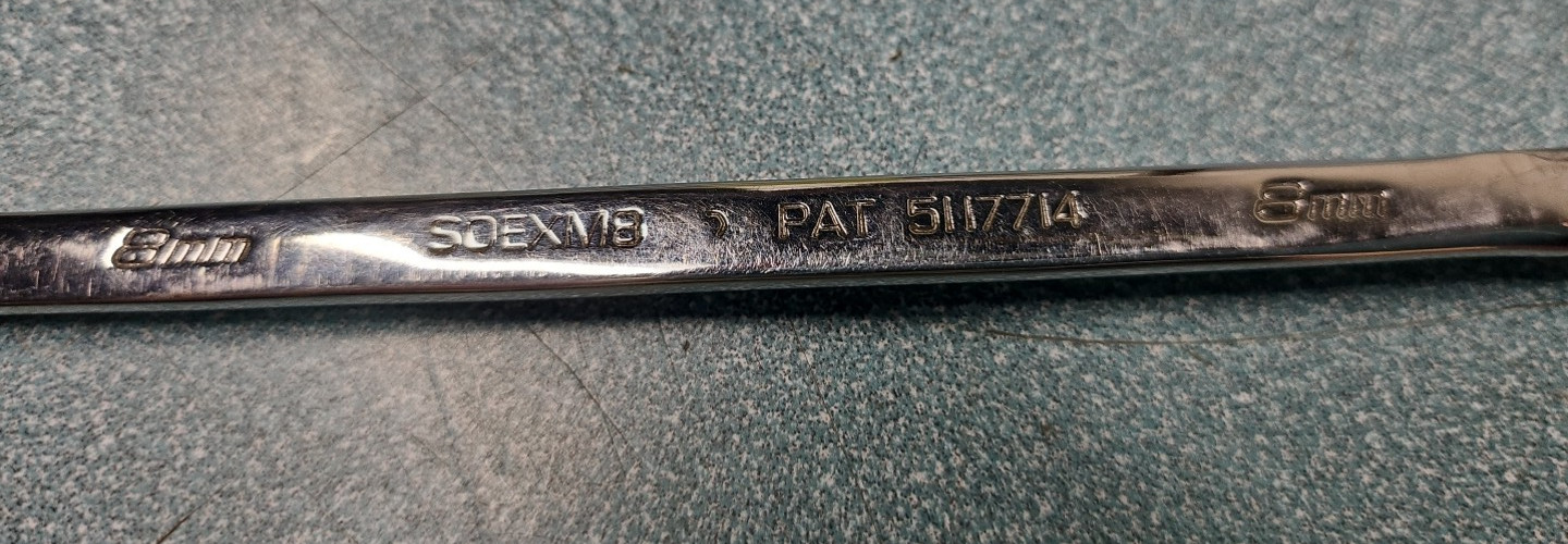 Snap-on SOEXM8 8mm Combination Wrench Chrome Alloy Steel Metric Silver