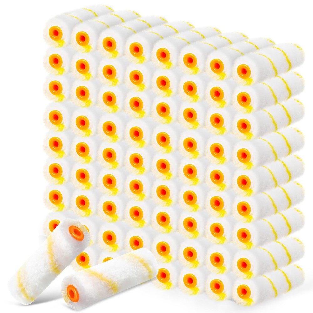 200 Pcs 4 Inch Mini Paint Roller Bulk Small Microfiber Roller Cover 1/2" Nap ...