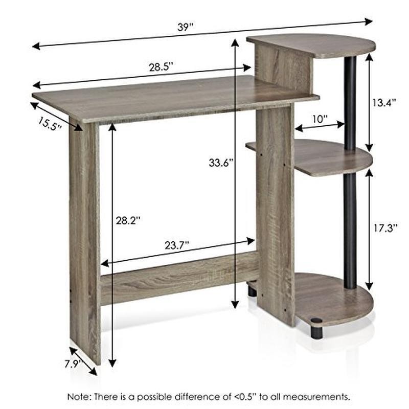 Compact Computer Desk W/ Side Shelves Lightweight Durable Easy Assembly Home New