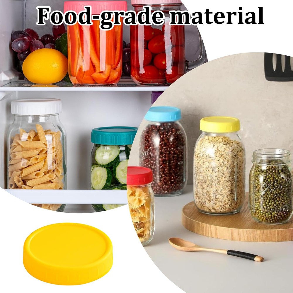 Wide Mouth Mason Jar Lids 8PCS 3.38 in Multicolor Stackable Easy Storage Leak Pr