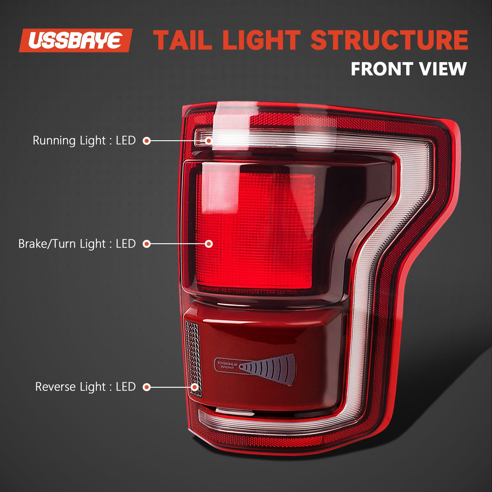 For 2017-2019 Ford F-150 Raptor LED Tail Light w/ Blind Spot Red Black Right