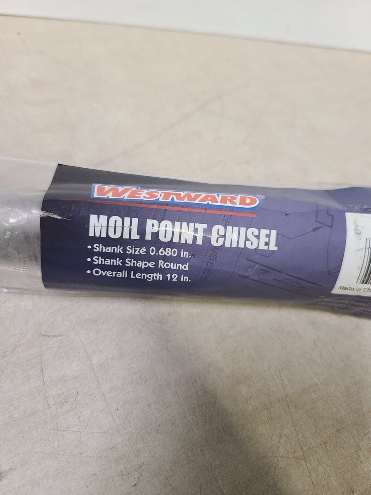WESTWARD 4MGZ4 Moil Point Chisel, 0.680 In., 9 In., Oval