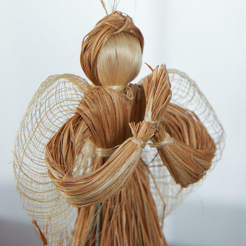 Natural Raffia Straw Angel Doll - 24"
