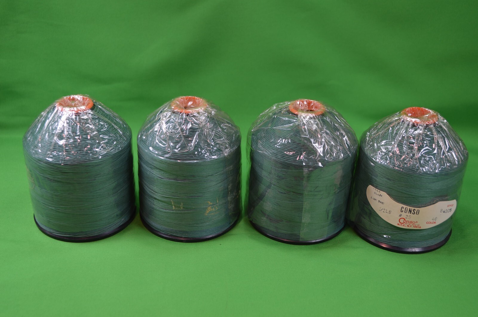 4 CONSO Thread Spools,#25,Olive Green,84005,Color 40,Heavy,Made in USA,Vintage