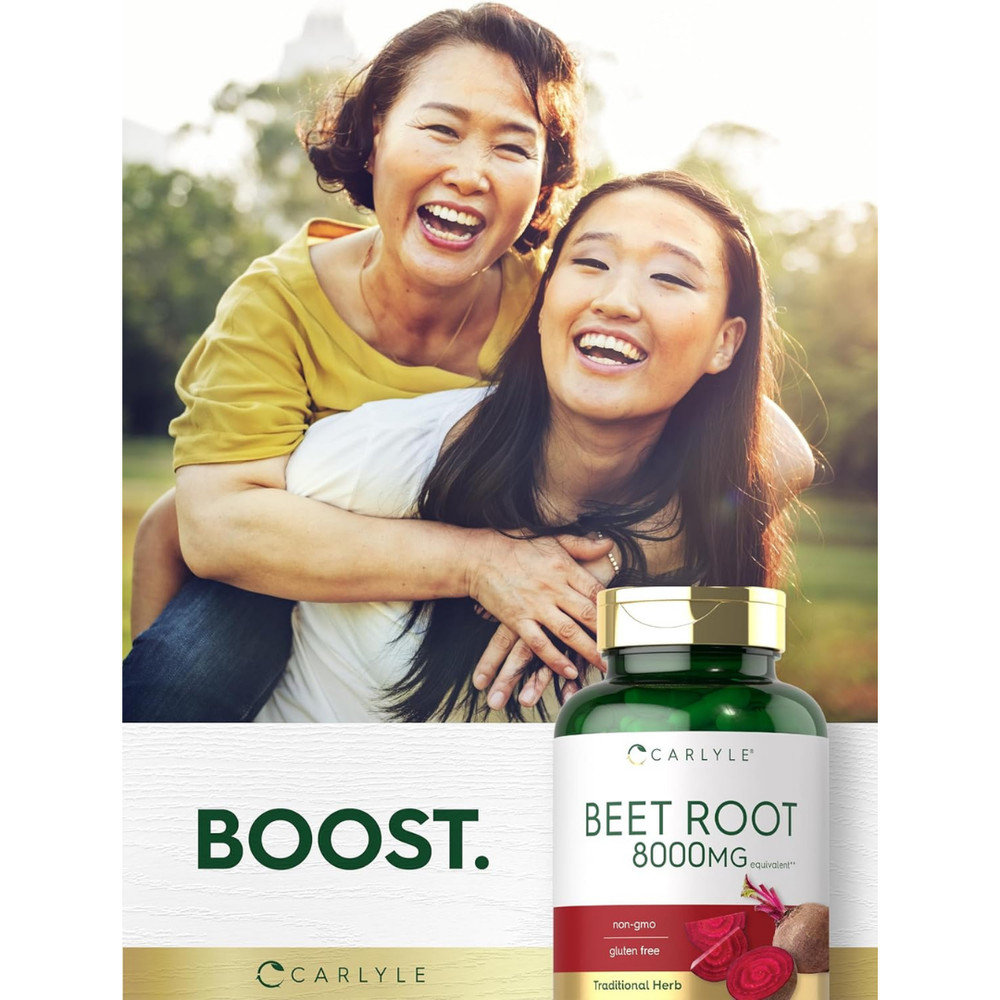 USDA Organic Extra Strength Beet Root 20:1 Extract 8000 mg Strength 120 Capsules