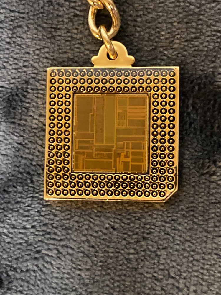Vintage 90's Intel Inside Pentium Processor Gold Keychain - CPU Chip Inside!