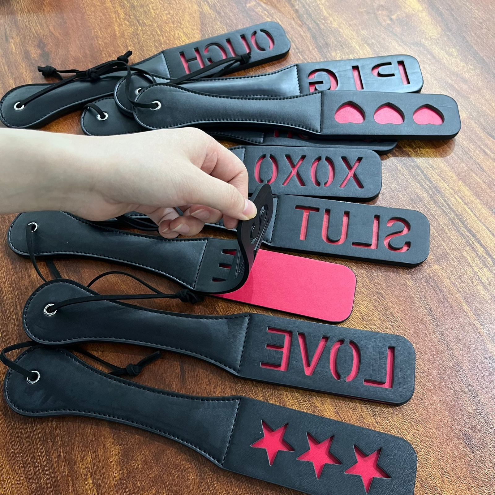 Double Layer PU Leather Flogger Whip Paddle Spanking Adult Cosplay Slave Cuffs