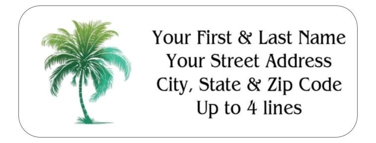 150 Palm Tree Gradient Mailing Return Address Labels Personalized  1 x 2 5/8 in.