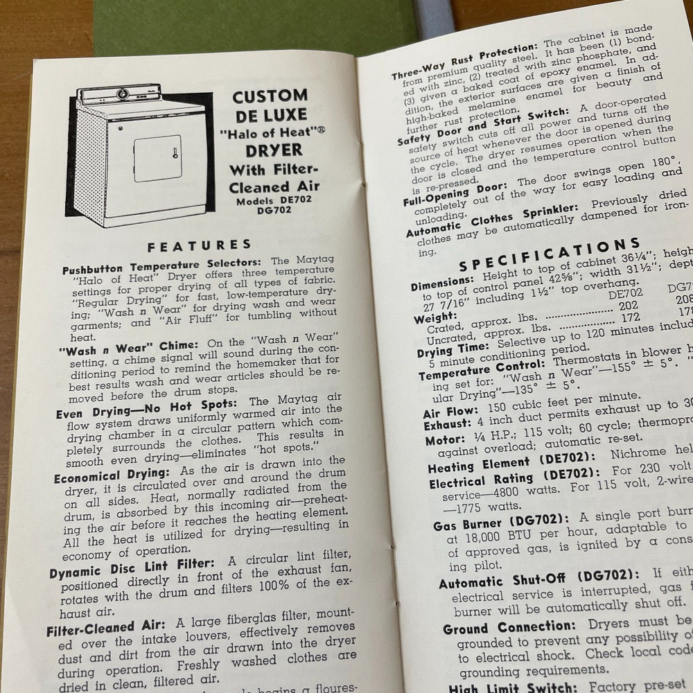 3 1964 Maytag Competitive Analysis Pamplets Washers & Dryers