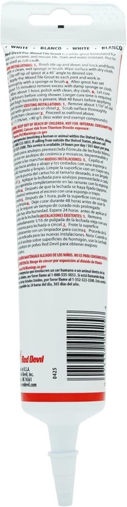 Red Devil 0425 Pre-Mixed Tile Grout, 5.5 oz., White - Ultimate Adhesion Solution