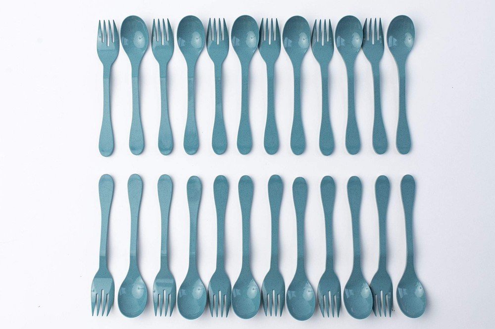 Eco Plant Based 24 Pack Reusable Flatware Set (BLUE)