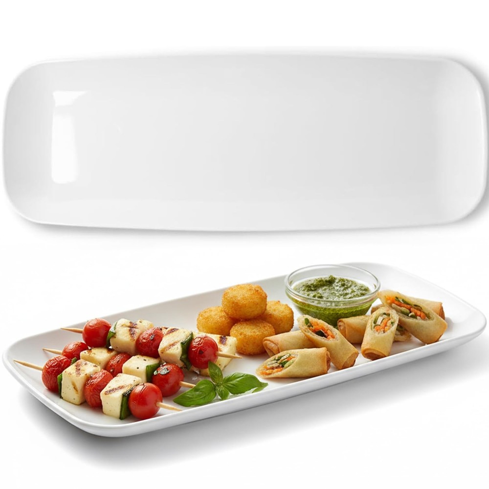 Rectangle White Serving Tray (2-Pack) - 17.5" Disposable 17.5",