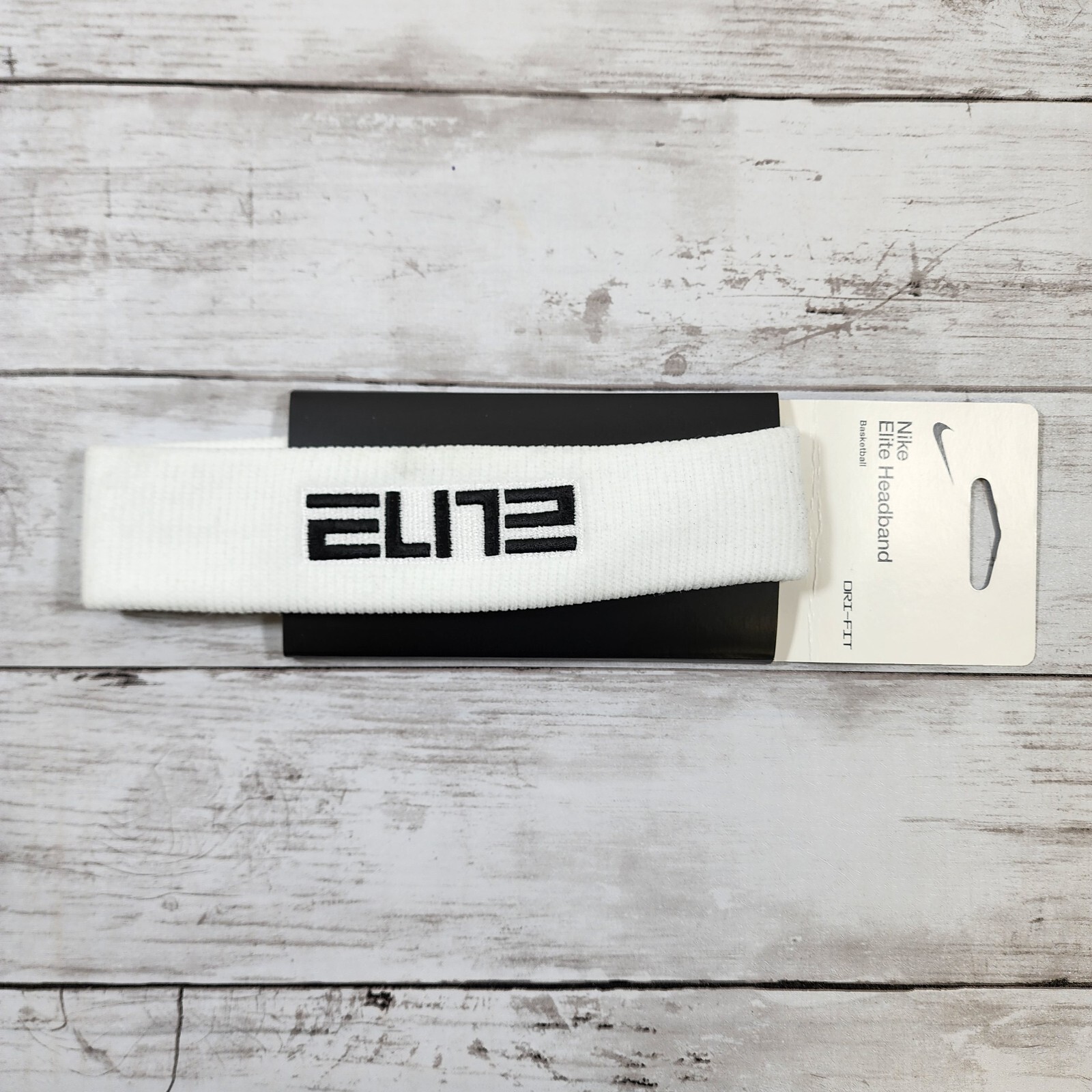 NIKE Elite Unisex Elite Headband Basketball Sports White Blk - New/Dirty