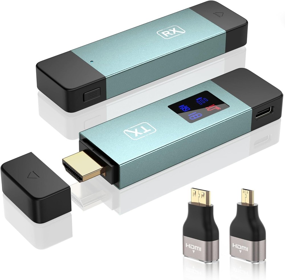 Wireless Hdmi Transmitter and Receiver HD Extender Plug & Play W/ LED Screen