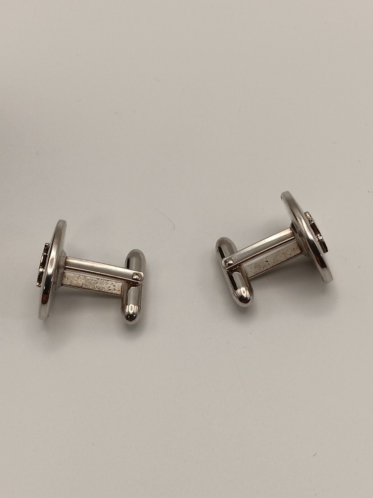 Cuff Links, 1/2" Silver tone, oval Masonic