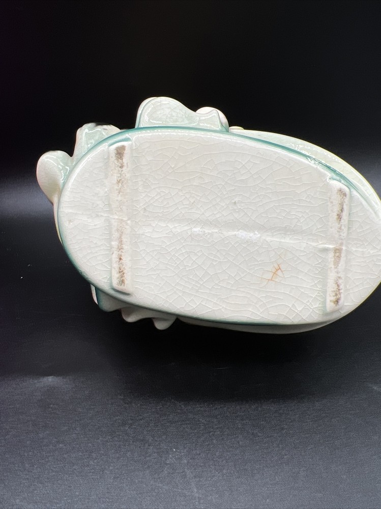 Royal Copley Dog In A Basket Ceramic Planter
