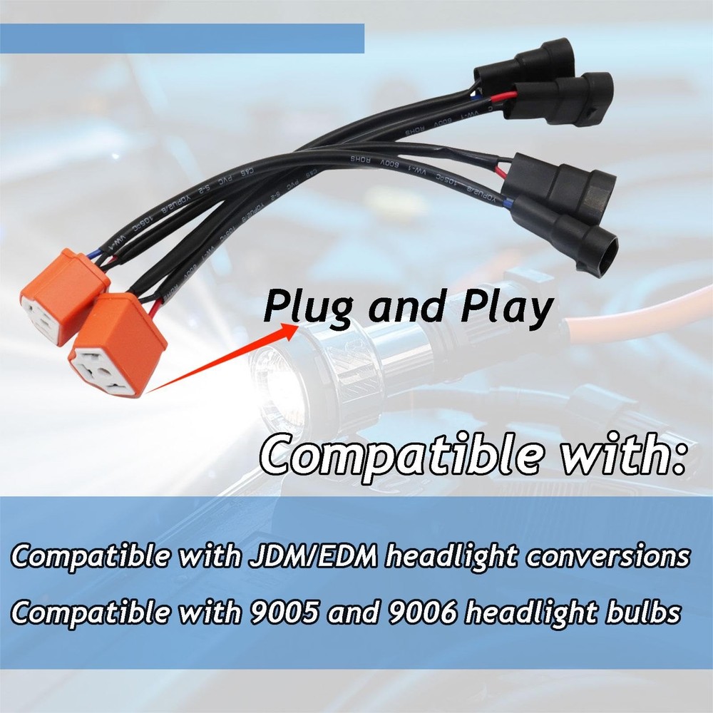 2Pack Headlight Bulb Conversion Plug and Play Wire Adapter Sockets...