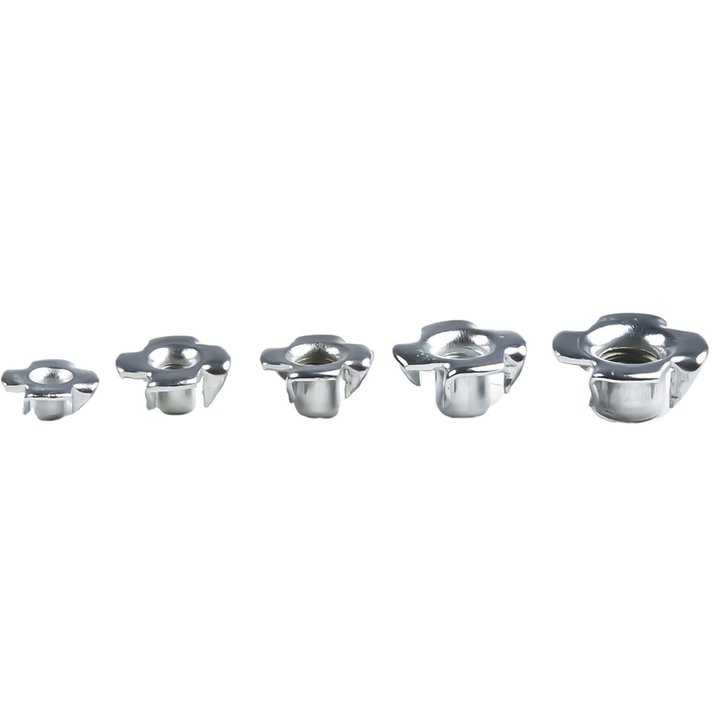 Versatile Tee Nuts Set with Four Prongs 90pcs Assorted Sizes Zinc Plated