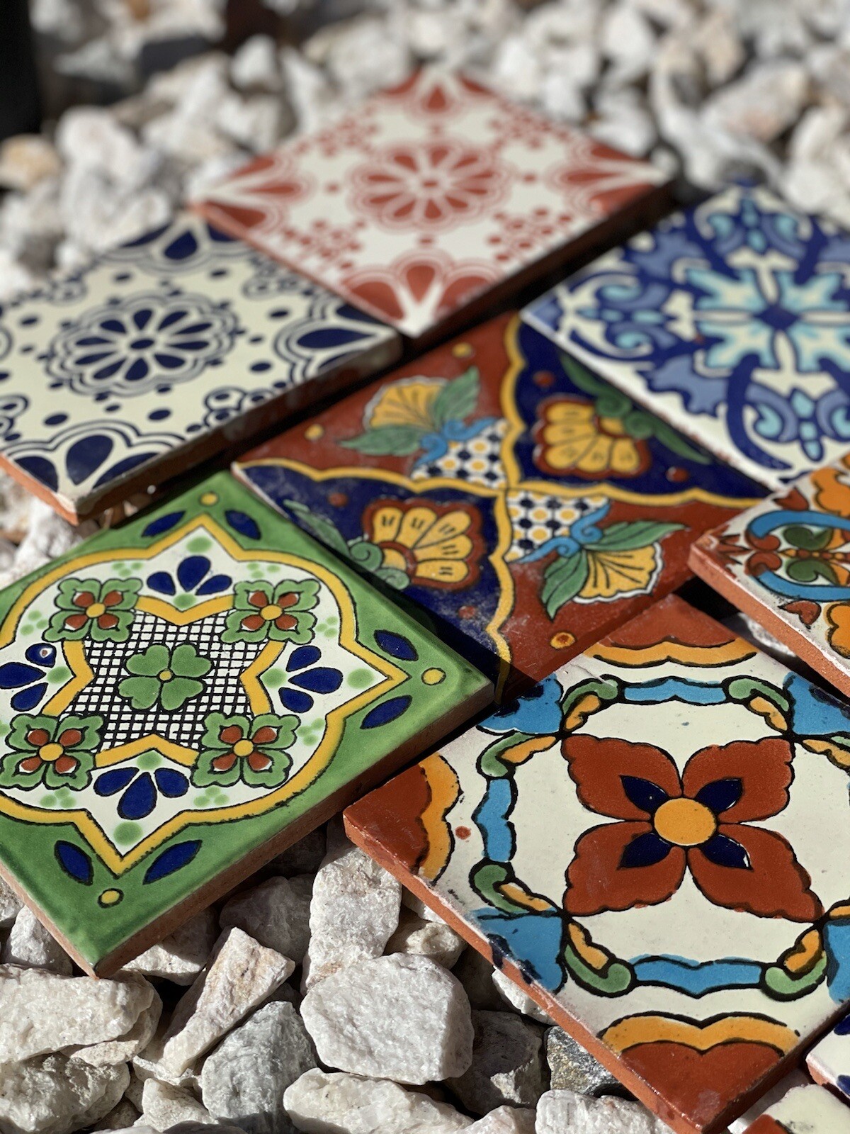 25 Assorted Mexican Ceramic 4x4 inch Hand Made Tiles