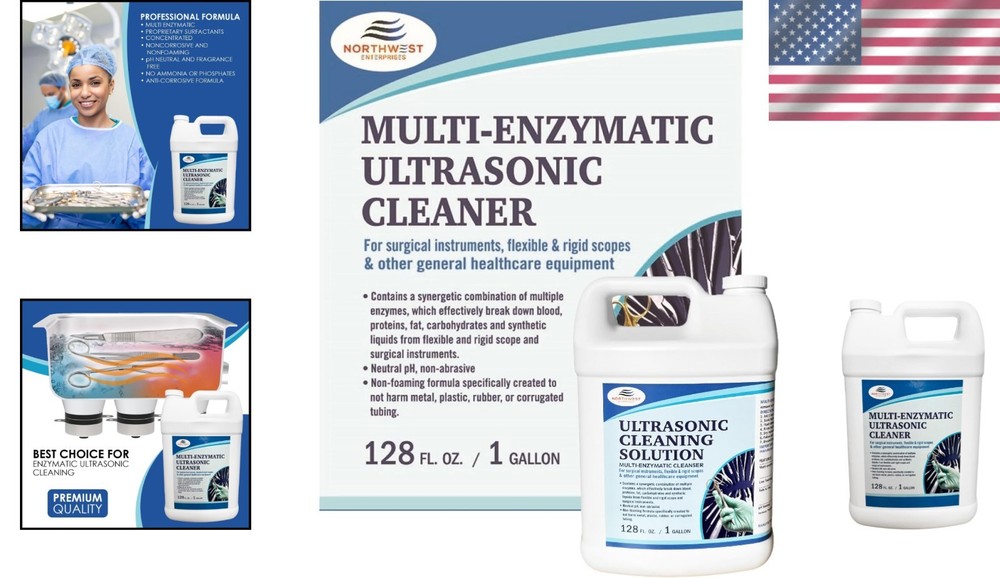 Neutral pH Ultrasonic Enzymatic Cleaner Solution - 1 Gallon for All Instruments