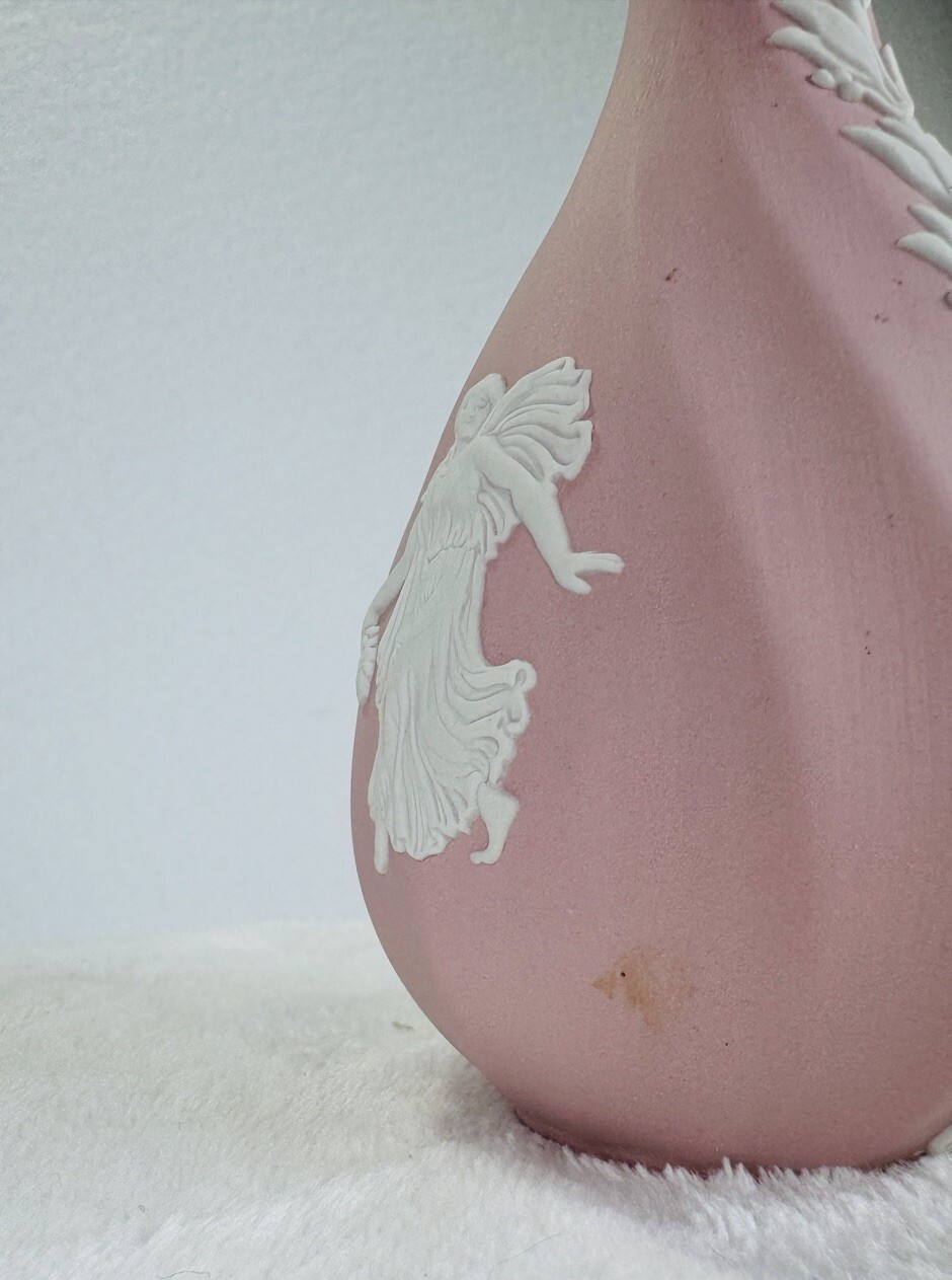 Wedgwood Pink Jasperware Dancing Hours Still Vase Fluted 5.5” Rare Vintage
