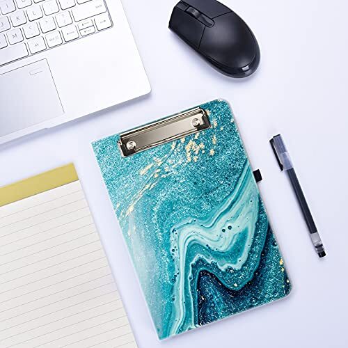 Mini Clipboard Folio with Refillable Lined Notepad and Interior Storage Pocke...