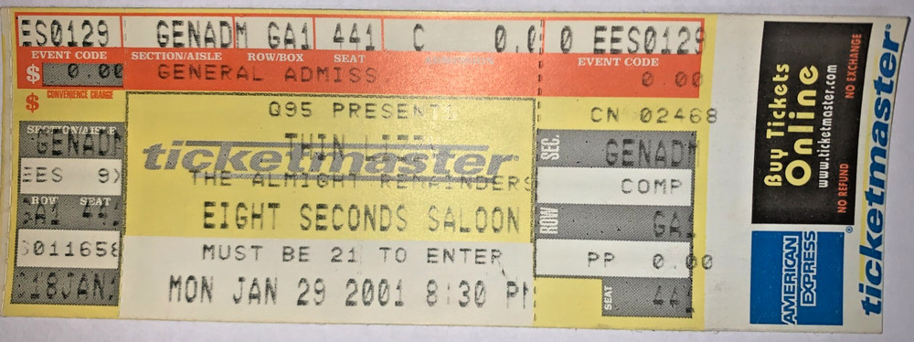 Thin Lizzy full ticket Indianapolis January 29, 2001