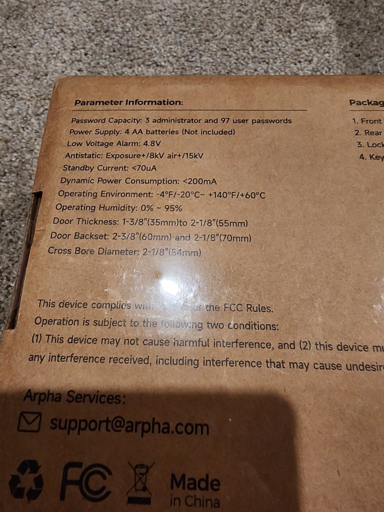 Arpha D280W WiFi Smart Deadbolt Lock New