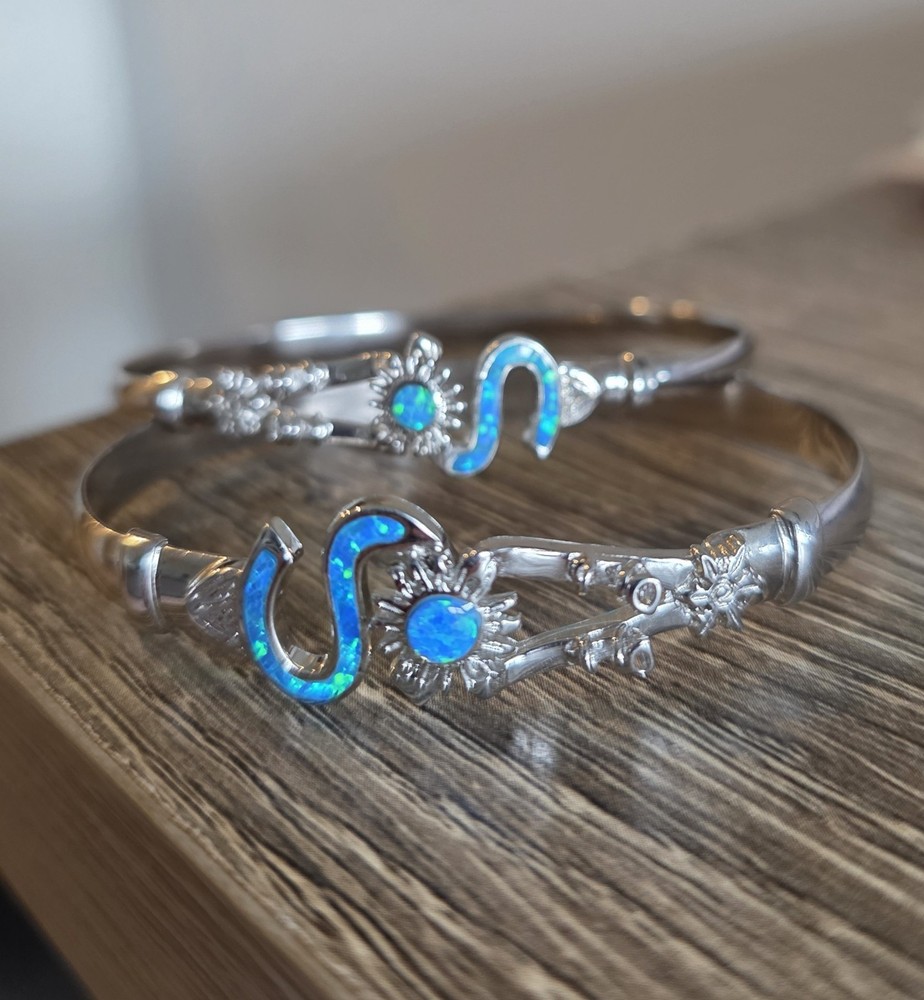 His & Hers Sterling Silver Hook Bracelet Set