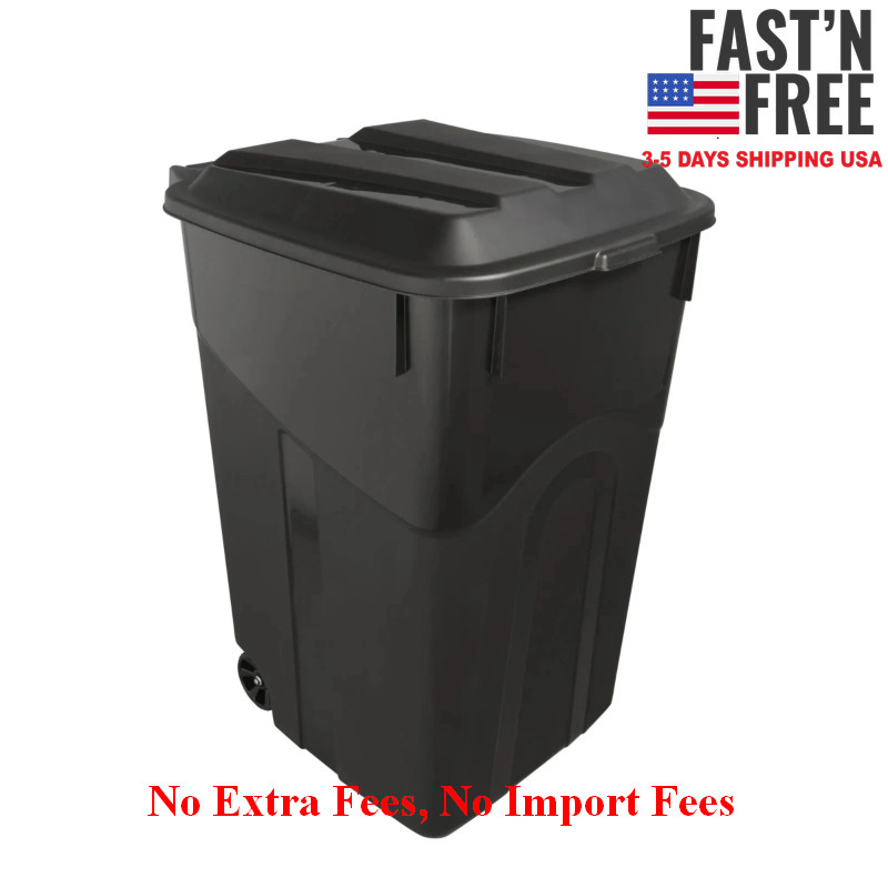 (2 pack) Hyper Tough 45 Gallon Wheeled Heavy Duty Plastic Garbage Can, NEW USA