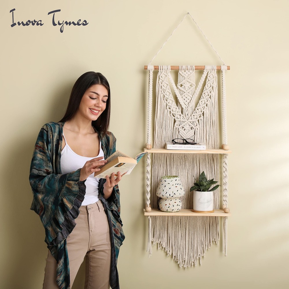 Macrame Wall Hanging Shelf - Boho Shelves Bedroom Decor | Macrame Wall Decor ...