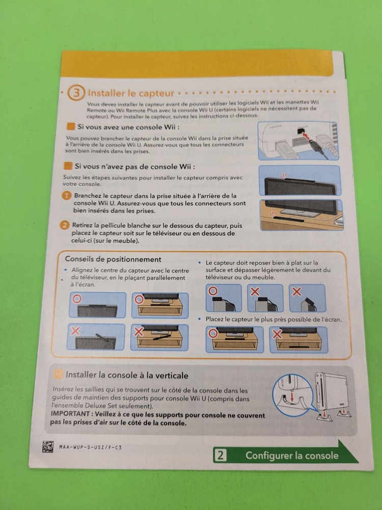 Wii U Quick Start Guide Insert French/Spanish