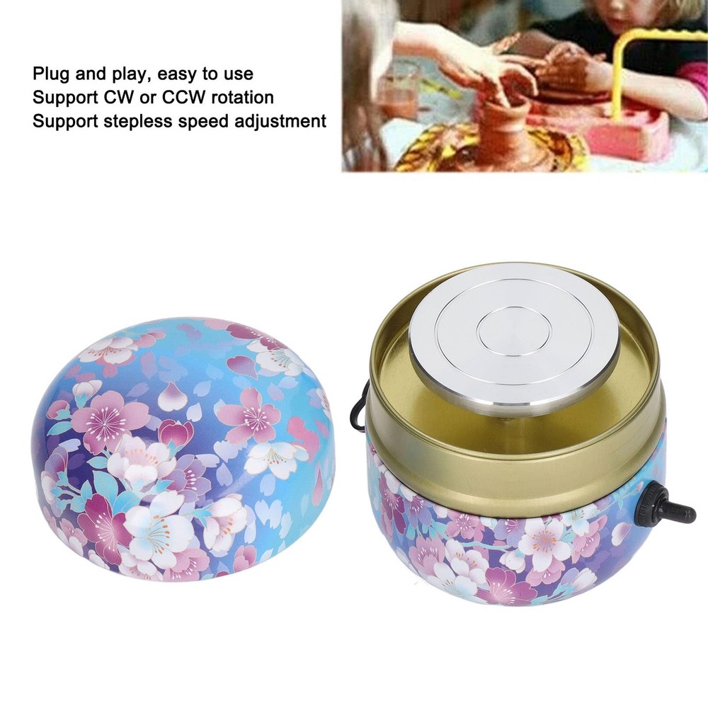 Mini Pottery Wheel Machine, Adjustable Speed Pottery Wheel Clay Tool with Tra...
