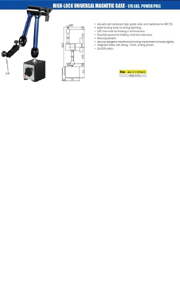 HHIP HIGH-LOCK UNIVERSAL MAGNETIC BASE-176 LBS. POWER PULL (4401-0545)