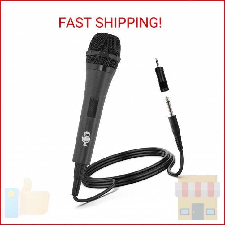 Singing Machine Wired Microphone for Karaoke, (Black) - Unidirectional Dynamic V