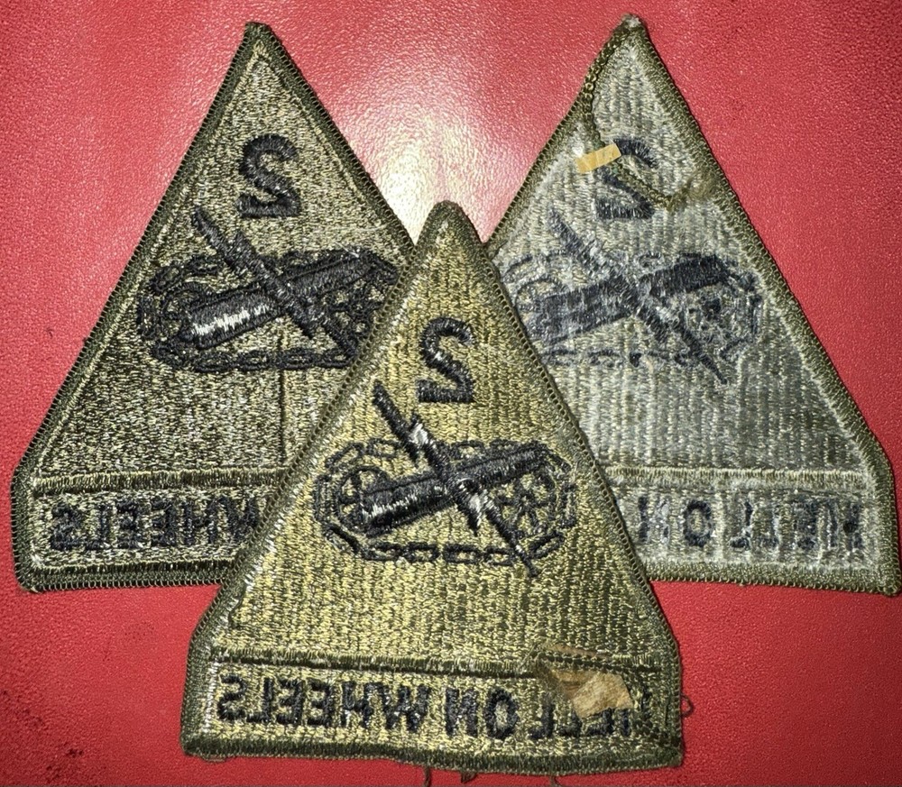 2nd Armored Division Hell On Wheels (Attached Tab) Subdued SSI Patch (AK/AS)