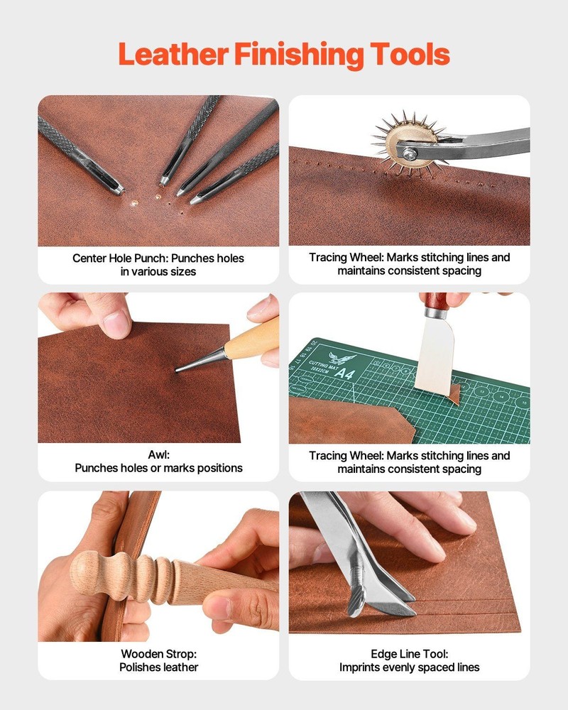 Ultimate Leather Artistry Kit Containing 59 Durable Craft Instruments