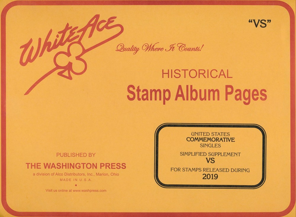 WHITE ACE 2019 US Commemorative Singles Simplified Stamp Album Supplement VS