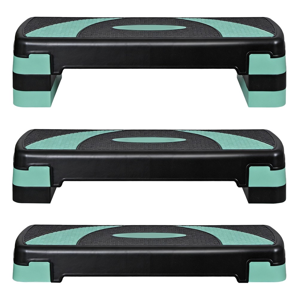 31" Aerobic Exercise Folding Step Platform for Workout 3 Height Stepper Green