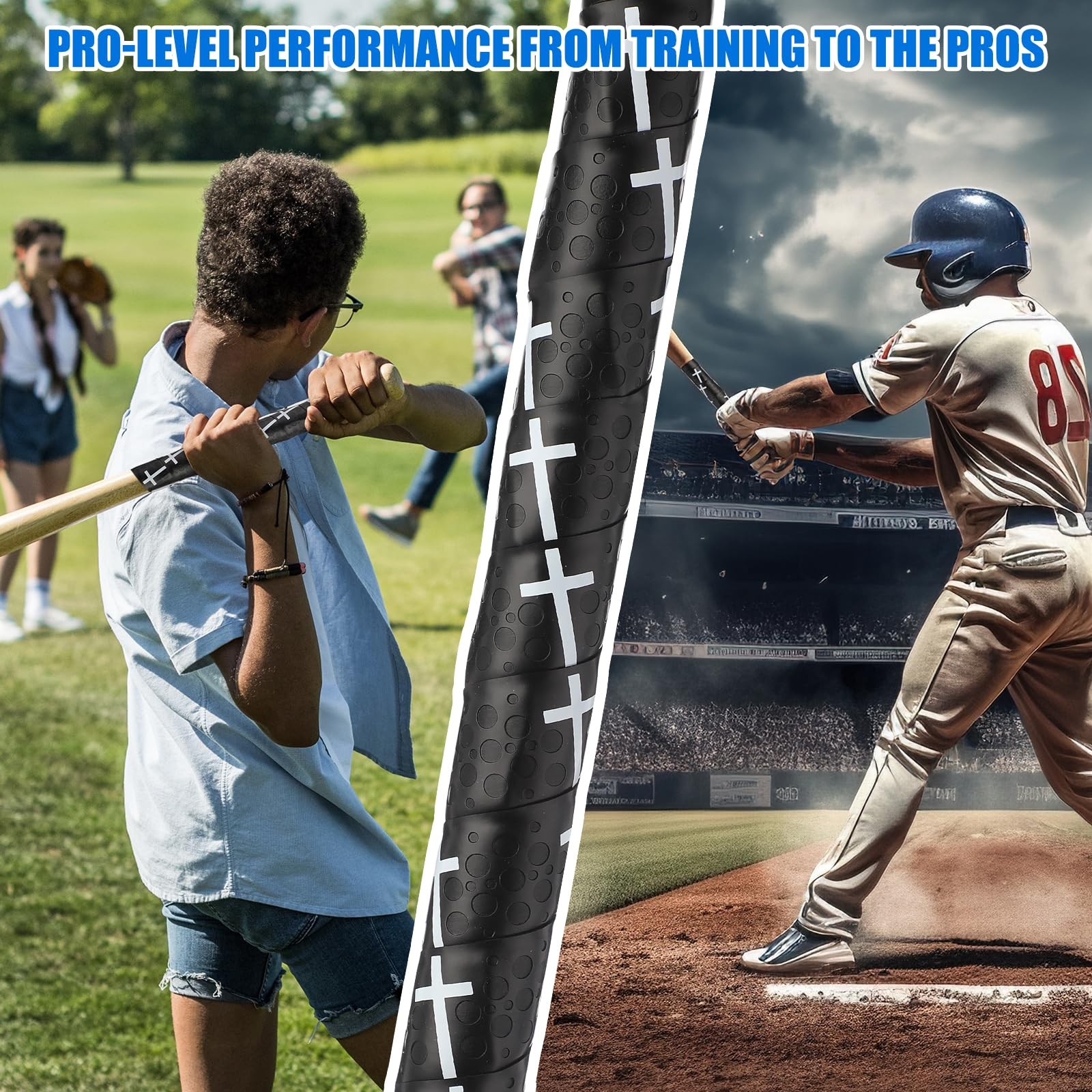 Cross Baseball Bat Grip Tape 1.75mm Precut - Full Adhesive 40", Black