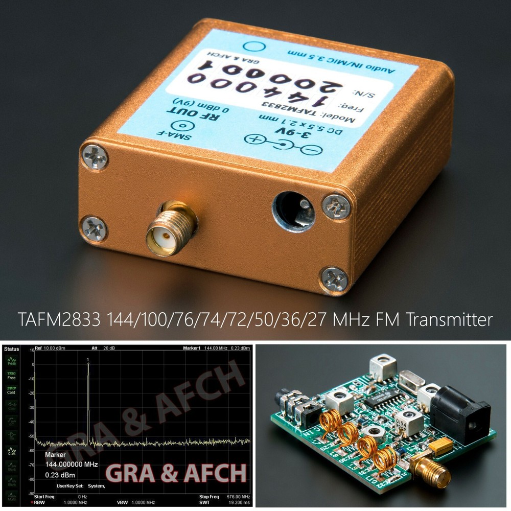HAM Radio Transmtter 144 MHz 100 76 74 72 50 36 27 MHz TAFM2833 Low Spurs 0dBm