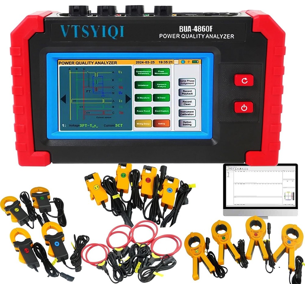 3 Phase Power Quality Analyzer with Range 10mA~6000A USB Communication Interface