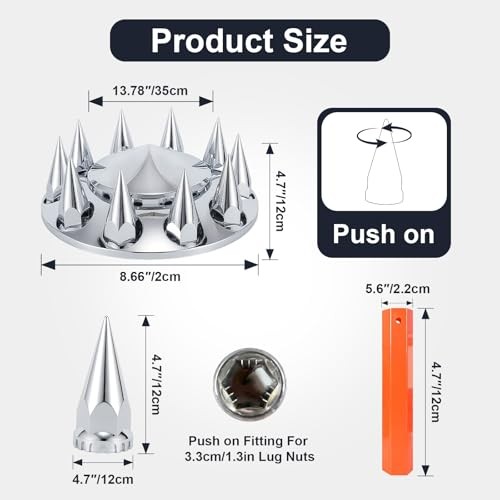 Front Axle Cover ABS Chrome Plastic Kits with 33mm Push-on Front 2-Push-on