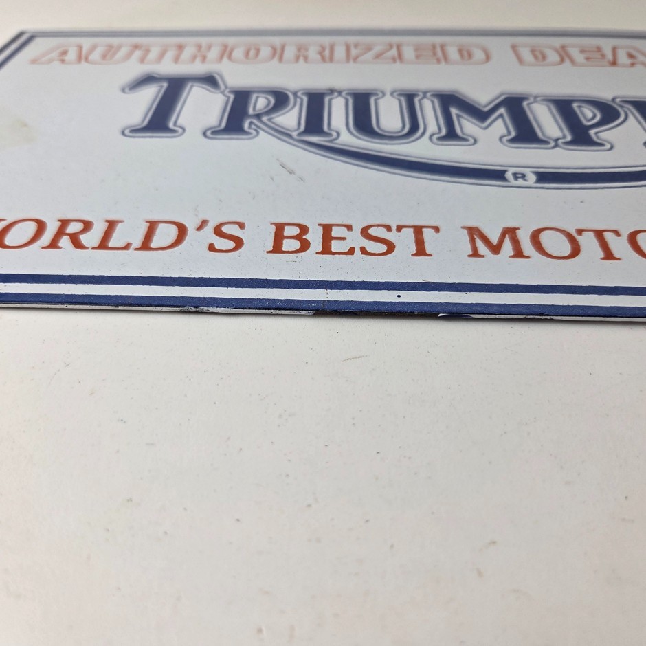 Vintage Triumph Motorcycles Sign - Gas Service Pump Porcelain Gasoline Sign